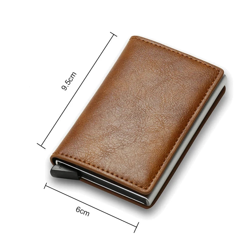 Carteira Masculina Slim com Porta Cartões De Couro Antifurto RFID Carbon
