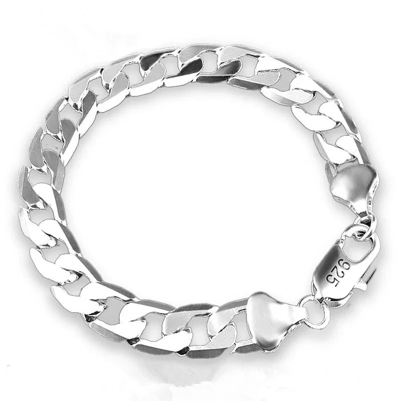 Pulseira em Prata Masculina Grumet 12mm - Fecho Mosquetão