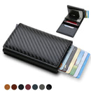 Carteira Masculina Slim com Porta Cartões De Couro Antifurto RFID Carbon