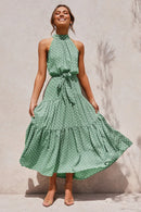 Vestido longo feminino de verão sem mangas