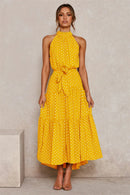 Vestido longo feminino de verão sem mangas