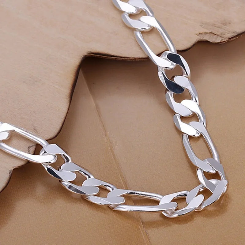 Pulseira em Prata Masculina Grumet 8mm 3X1