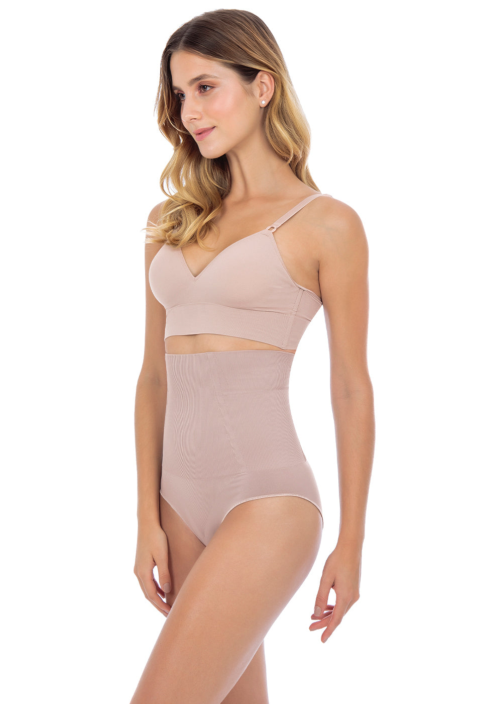 Calcinha Modeladora Abdominal Biquíni Com Barbatana Afina Cintura Blush