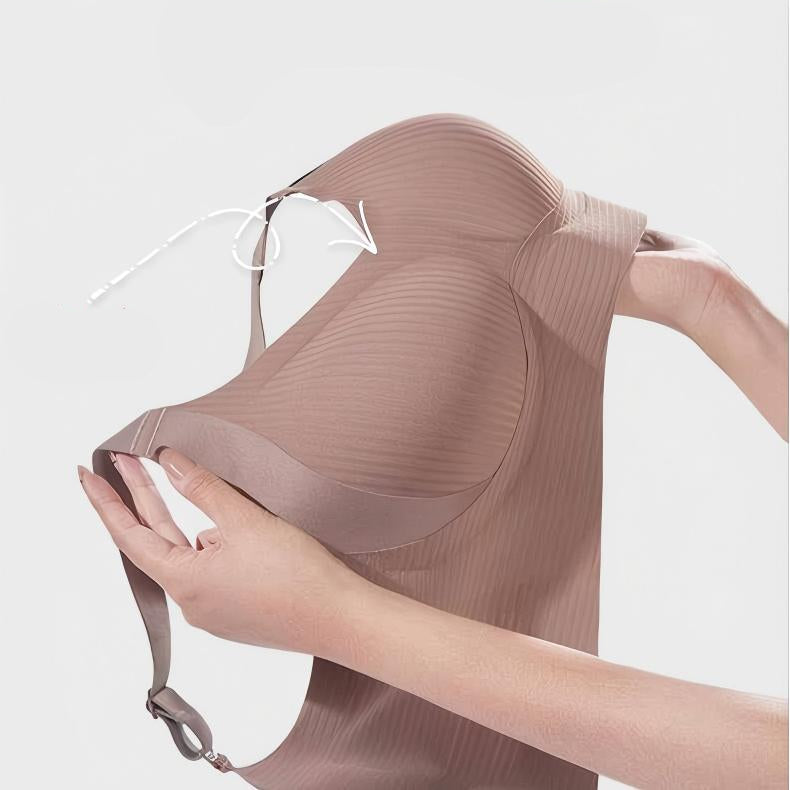 Sutiã feminino canelado push-up ajustável sem aro