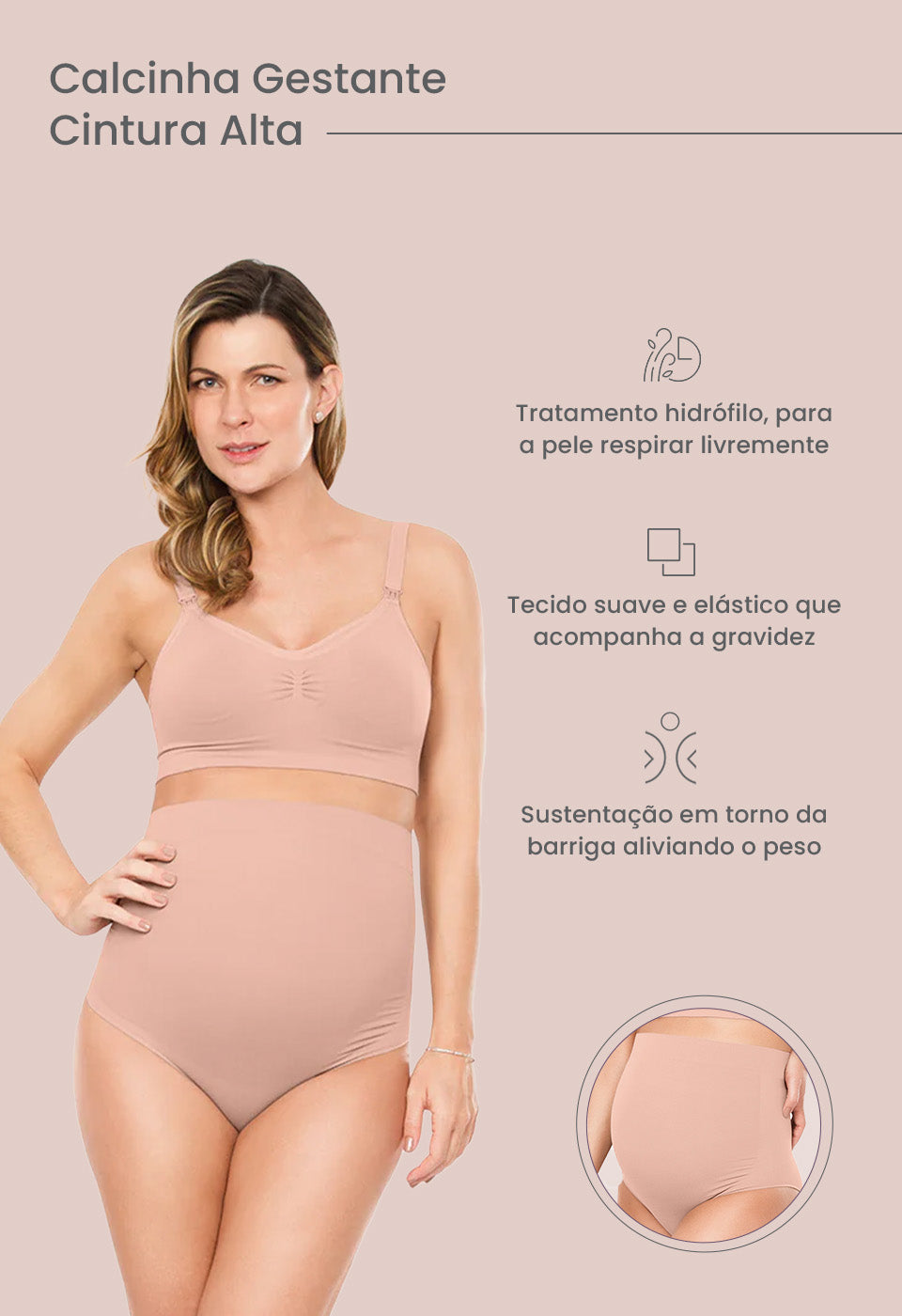 Calcinha Gestante Cintura Alta Balm