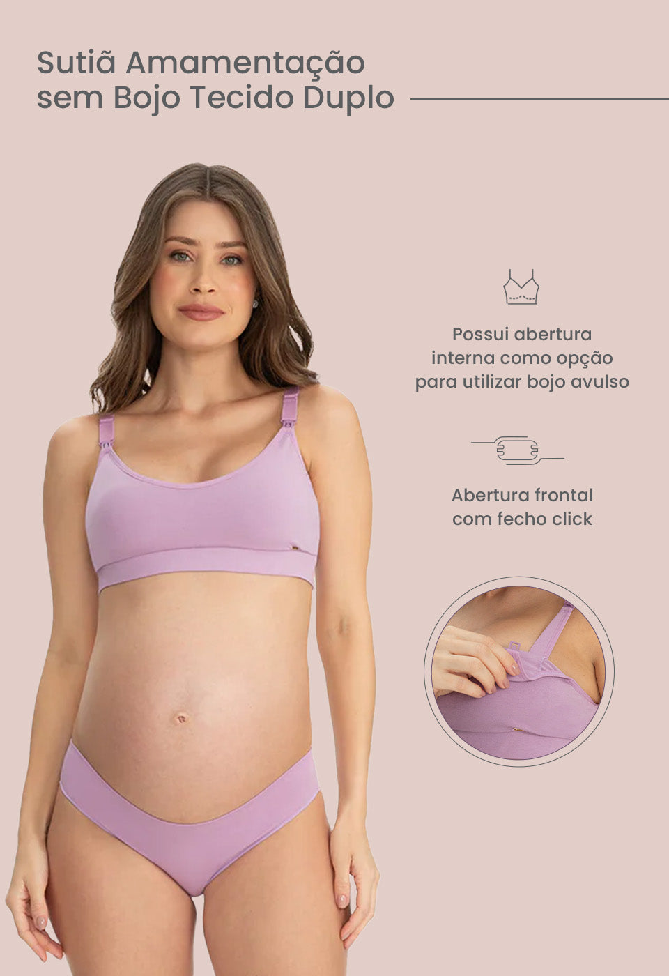 Sutiã Amamentação Sem Bojo Tecido Duplo Marshmallow