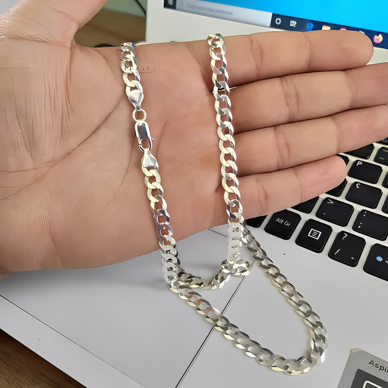 Corrente em Prata Masculina Grumet 7mm + Pulseira