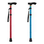 Kit com uma bengala dobrável vermelha e uma azul lado a lado