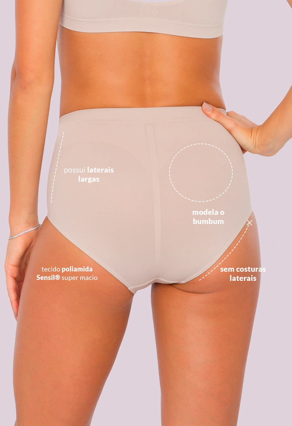 Calcinha Modeladora Cintura Alta Afina Cintura Base