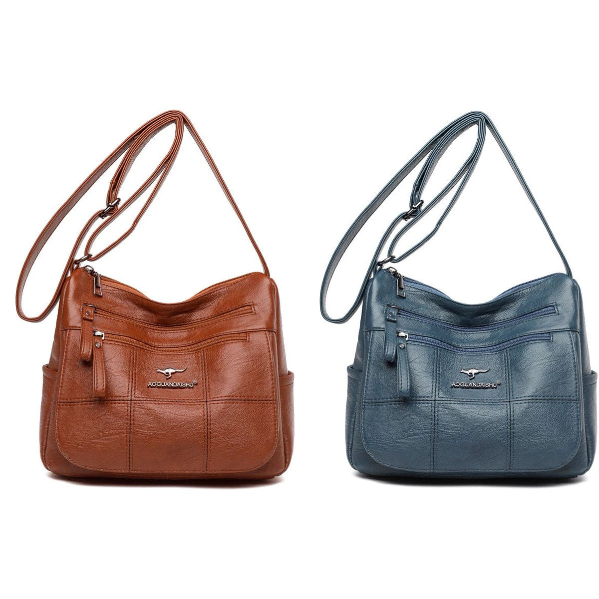 Kit com 2 bolsas Bali, uma caramelo e uma azul