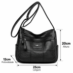 Medidas da bolsa Bali: 25 cm de largura, 20 cm de altura e 12 cm de profundidade