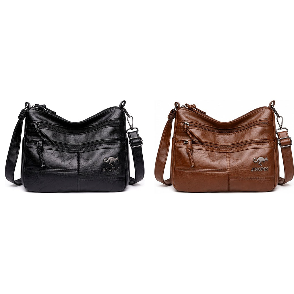 Kit com 2 bolsas crossbody, uma preta e uma caramelo