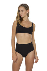 Calcinha Modeladora Cintura Alta Tecido Duplo Afina Cintura Preto