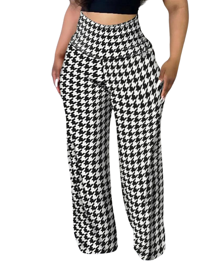 Calça Xadrez de cintura alta