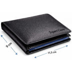 Medidas da carteira masculina de couro legítimo premium preta: 9 cm por 11,5 cm