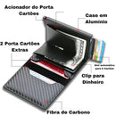 Carteira Masculina Slim com Porta Cartões De Couro Antifurto RFID Carbon