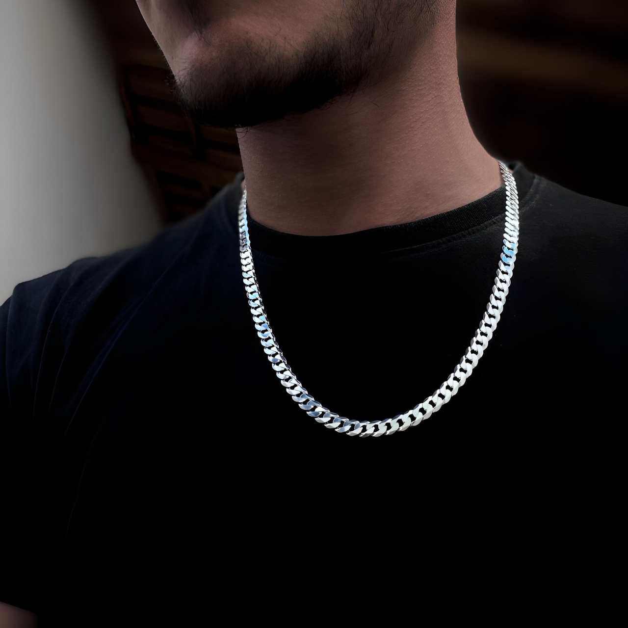 Corrente em Prata Masculina Grumet 7mm + Pulseira
