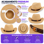 Arte do acabamento do chapéu country: acabamento interno confortável, fita interna macia e trama de alta qualidade