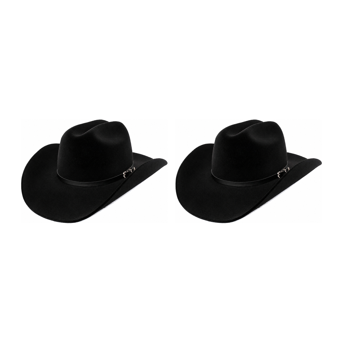 Kit com dois chapéus country americano cowboy pretos lado a lado