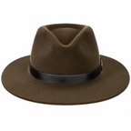 Chapéu Fedora de feltro aba dura ferrugem visto de frente, com faixa de cetim preta