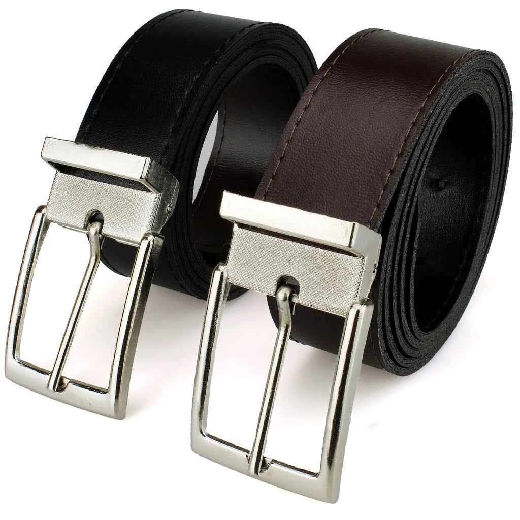 Cinto Masculino de Couro Dupla Face Kit com 2