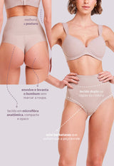 Calcinha Modeladora Cintura Alta Fio Dental Invisível Afina Cintura Cupuaçú