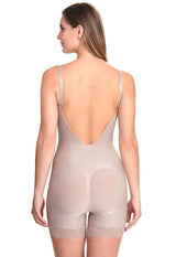 Body Modelador Macaquinho Decote Sem Bojo Com Renda Levanta Bumbum Blush