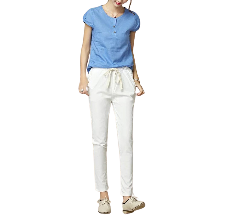 Calça de Linho cintura elástica