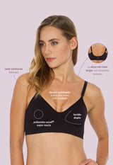 Sutiã Modelador Sustentação Sem Bojo Tecido Duplo Alças Removíveis Valoriza Os Seios Preto