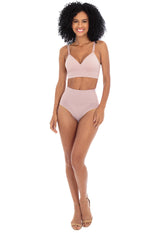 Calcinha Modeladora Cintura Alta Com Barbatana Afina Cintura Blush