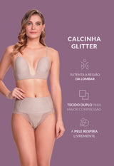 Calcinha Modeladora Cintura Alta Com Renda Afina Cintura Blush