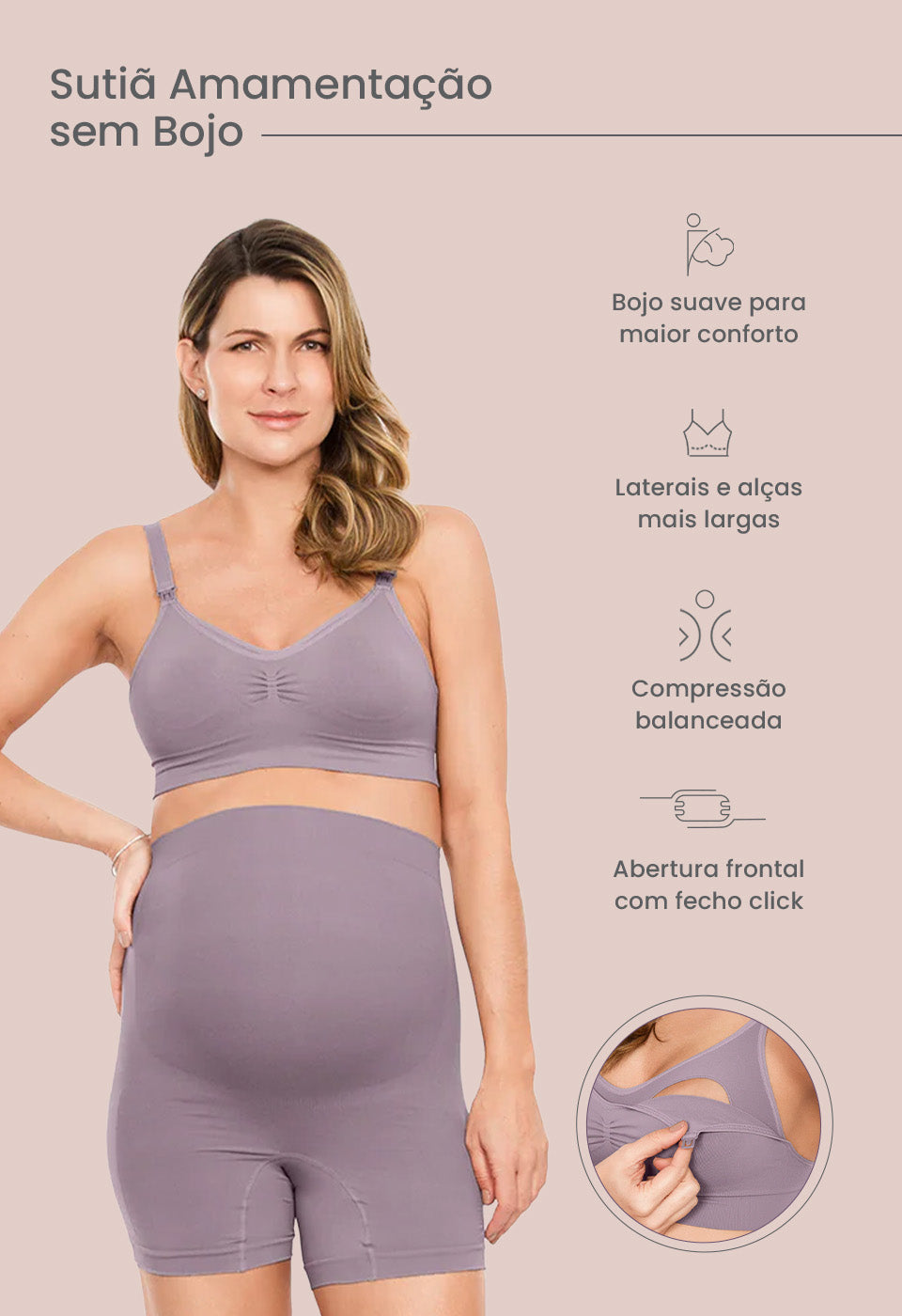 Sutiã Amamentação Sem Bojo Lilac