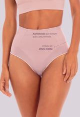 Calcinha Modeladora Cintura Alta Com Barbatana Afina Cintura Blush