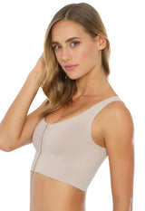 Sutiã Modelador Sustentação Regata Sem Bojo Abertura Frontal Valoriza Os Seios Base