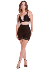 Shorts Modelador Abdominal Com Renda Levanta Bumbum Black