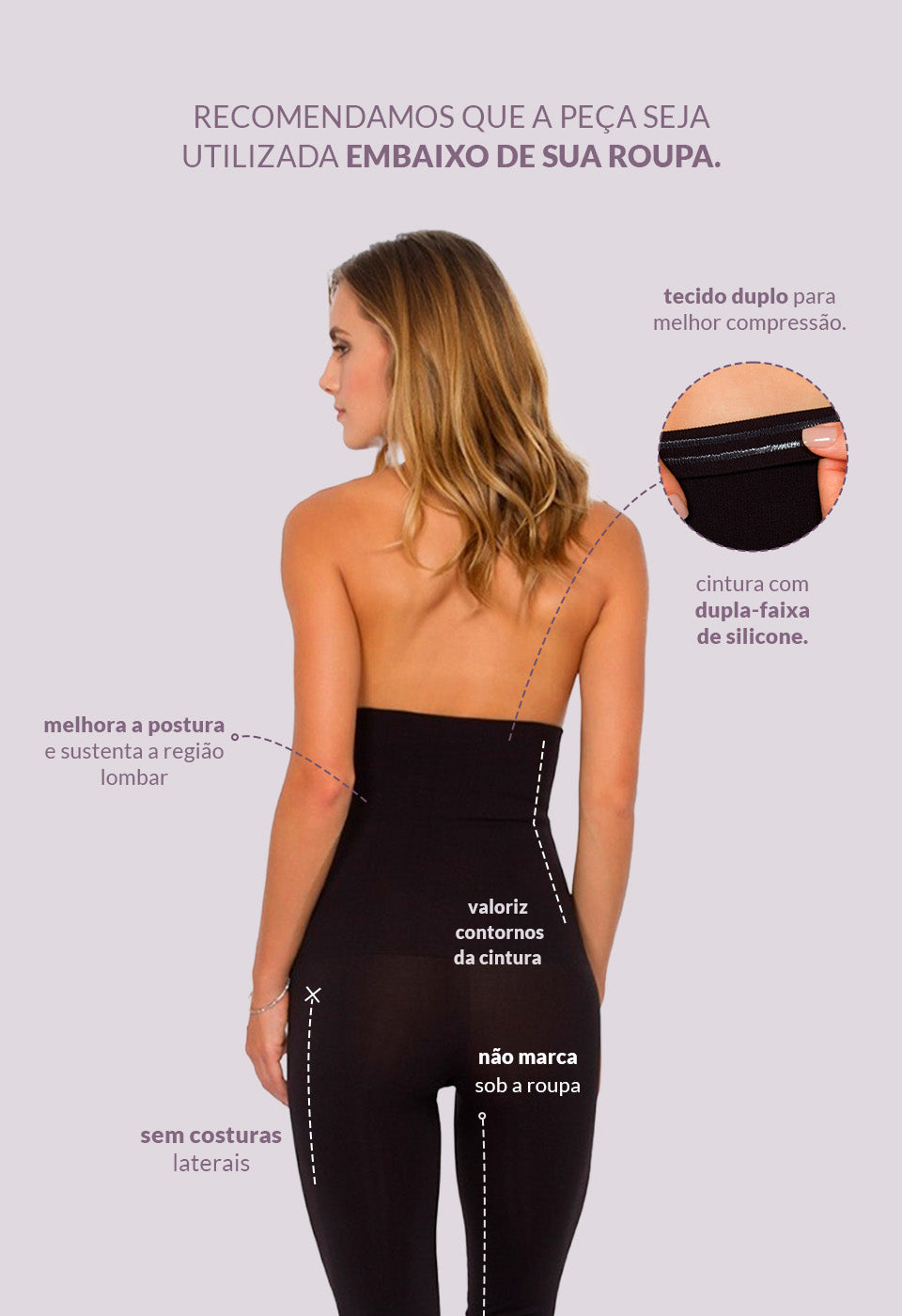 Legging Modeladora Cintura Alta Tecido Duplo Emana Ameniza Celulite Preto