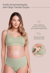 Sutiã Amamentação Sem Bojo Tecido Duplo Cidreira
