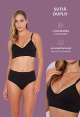 Sutiã Modelador Sustentação Sem Bojo Tecido Duplo Alças Removíveis Valoriza Os Seios Preto