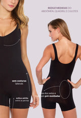 Body Modelador Macaquinho Emana Ameniza Celulite Preto