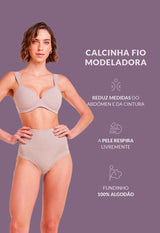 Calcinha Modeladora Cintura Alta Fio Dental Invisível Afina Cintura Cupuaçú