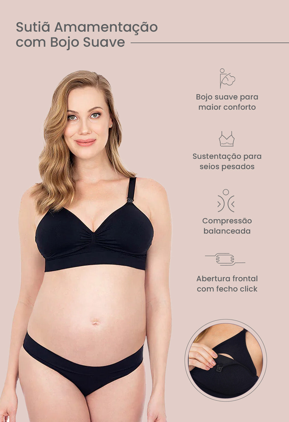 Sutiã Amamentação Com Bojo Suave Preto