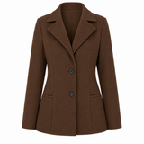 Casaco Blazer Feminino Lã Batida com Botões Funcionais Marrom