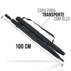 Guarda chuva grande preto com capa de tecido para transporte com alça