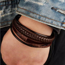 Pulseira Masculina Bracelete de Couro Genuino Com Fecho de Aço