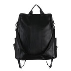 Mochila antifurto de couro sintético preta de frente
