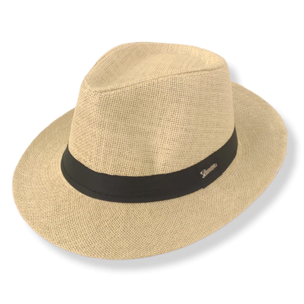 Chapéu Panamá Original aba curta 4cm malandro Marrom Escuro