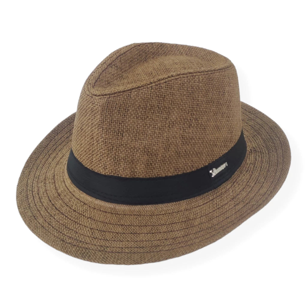 Chapéu Panamá Original aba curta 4cm malandro Marrom Escuro