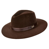 Chapéu Fedora de Feltro Clássico Aba Dura 7cm Marrom