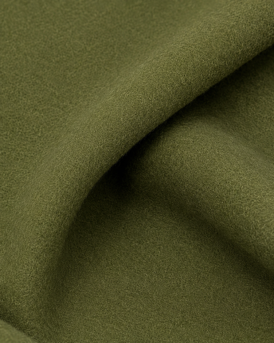 Textura da lã batida fosca e compacta do sobretudo verde