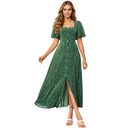 Vestido Feminino Midi Estampado Floral com Botões Manga Curta